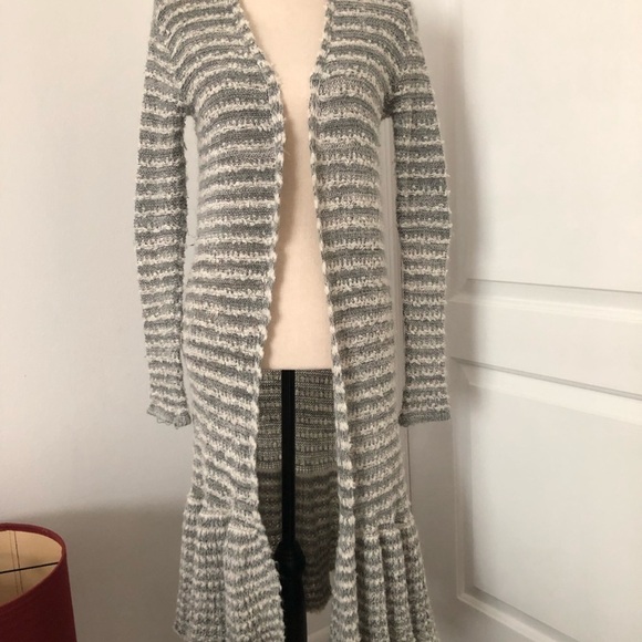Free People rare Smile As You Mean midi duster open knit striped cardigan - Picture 2 of 9